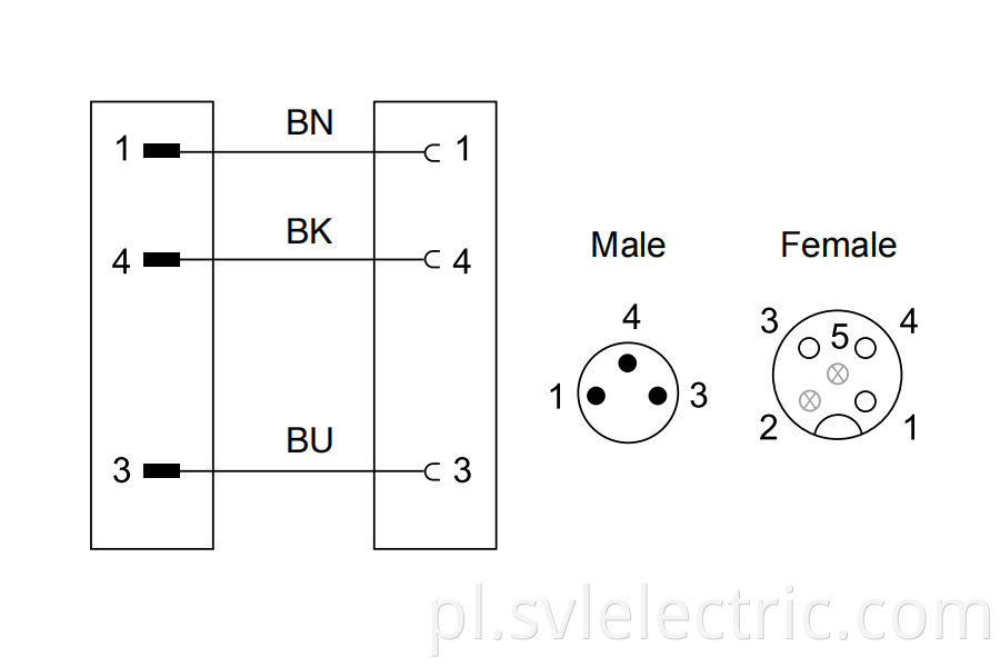 M12 3 pin connection cable